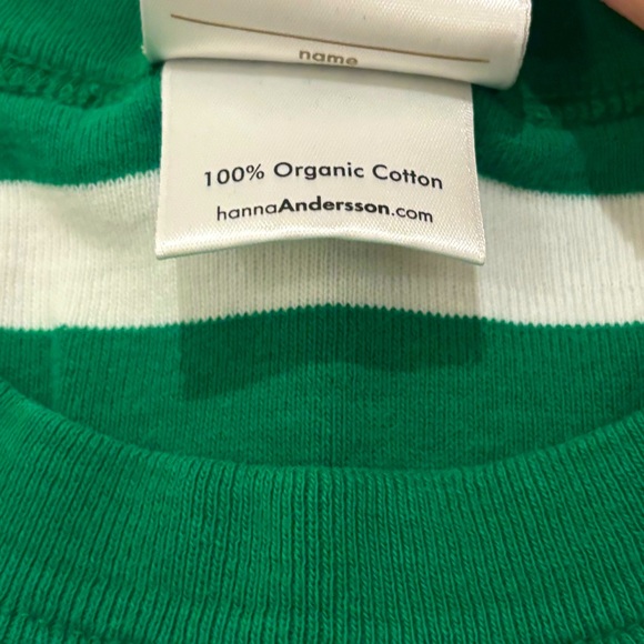 Hanna Andersson Kids Short Pajama Set Christmas Winter Green Peppermint Stripes - Picture 4 of 11